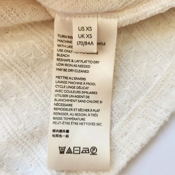 Maeve Anthropologie Womens Sweater Ivory Faux Wrap Front Long Sleeve Knit Xsmall - Picture 9 of 13